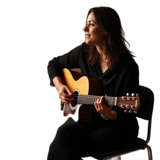 person, playing, acoustic, guitar, recording, studio, microphone, front transparent PNG cut-out