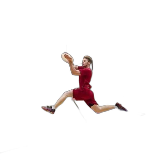 pixel art, 3d render, person, red, shirt, shorts, jumping, catch transparent PNG cut-out