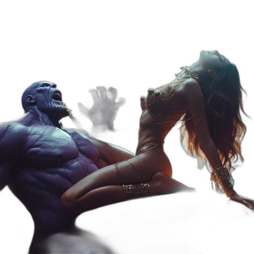 creature, concept art, comic book art, fantasy art, photorealistic, underwater, outer space, fire transparent PNG cut-out
