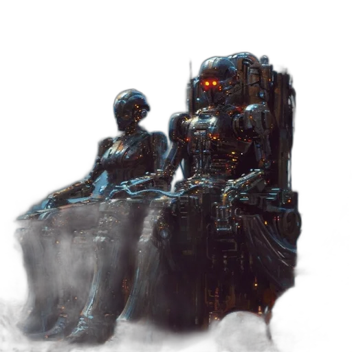 robot, crown, creature, concept art, cyberpunk, pixel art, fantasy art, outer space transparent PNG cut-out