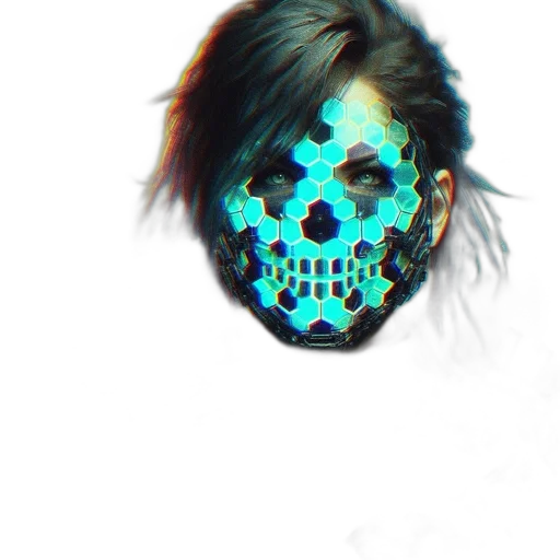 mask, face, creature, robot, cyberpunk, 3d render, photorealistic, concept art transparent PNG cut-out