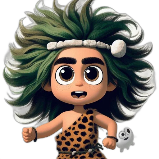 hair, creature, animal, dress, cartoon, concept art, comic book art, 3d render transparent PNG cut-out