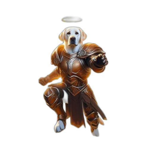 food, robot, staff, 3d render, concept art, dog, depicted, angelic transparent PNG cut-out