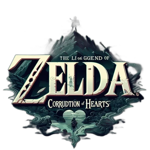 concept art, pixel art, fantasy art, artwork, legend, zelda, corruption, hearts transparent PNG cut-out