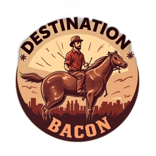 destination, bacon, logo transparent PNG cut-out