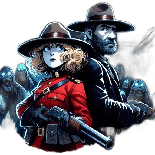 comic book art, concept art, fantasy art, two, armed, individuals, young, woman transparent PNG cut-out