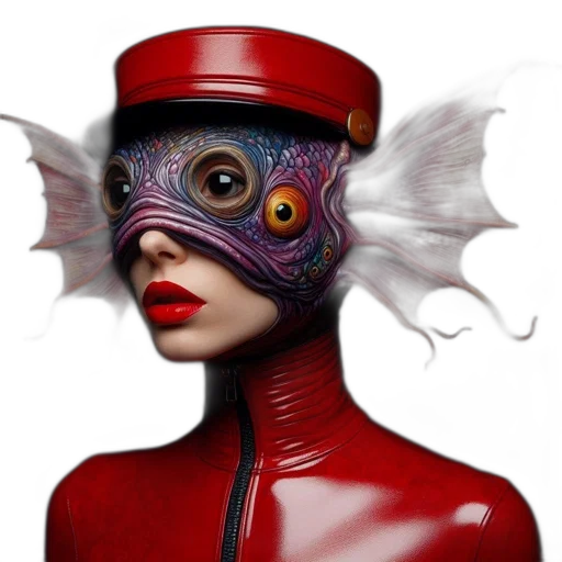 mask, face, hat, creature, concept art, fantasy art, photorealistic, 3d render transparent PNG cut-out