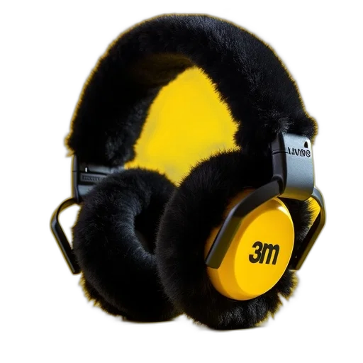 peltof, series, earmuffs, black, yellow transparent PNG cut-out