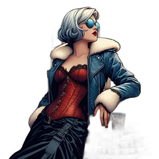 jacket, comic book art, concept art, cyberpunk, fantasy art, red, blue, inside transparent PNG cut-out