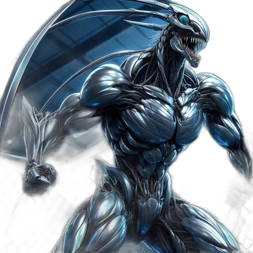 dragon, creature, animal, robot, concept art, comic book art, fantasy art, photorealistic transparent PNG cut-out