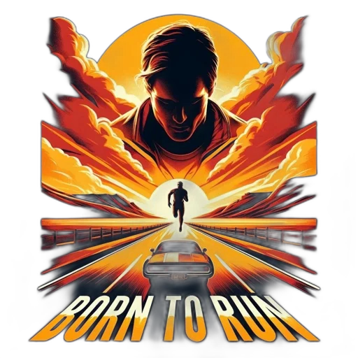 comic book art, concept art, pixel art, fire, dramatic, poster, born, run transparent PNG cut-out