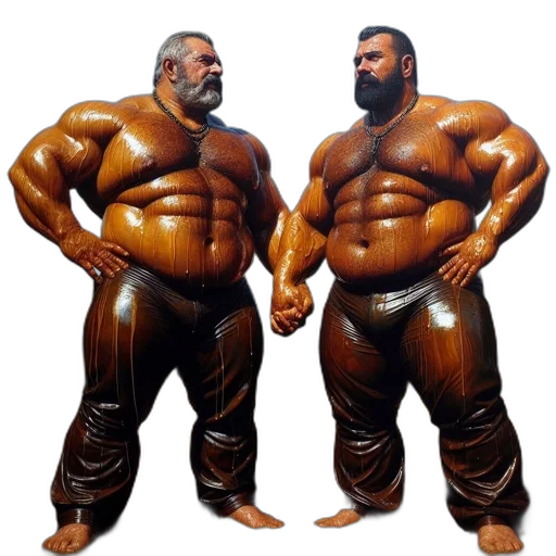 concept art, 3d render, photorealistic, fantasy art, two, muscular, men, beards transparent PNG cut-out