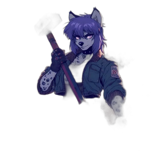 staff, weapon, jacket, concept art, cyberpunk, fantasy art, pixel art, fog transparent PNG cut-out