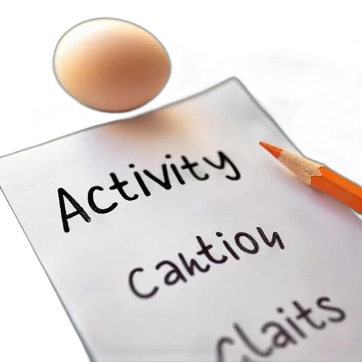words, image, activity, cards, egg, pencils, table transparent PNG cut-out