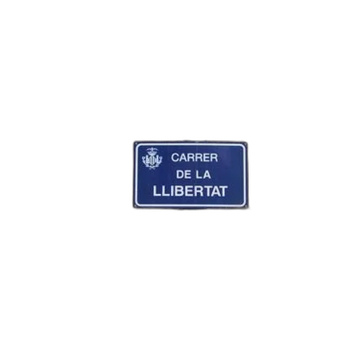 car, blue, street, sign, reading, carrer, llibertat, mounted transparent PNG cut-out
