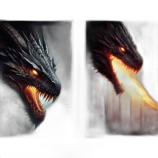 dragon, creature, fantasy art, concept art, photorealistic, comic book art, fire, dark transparent PNG cut-out