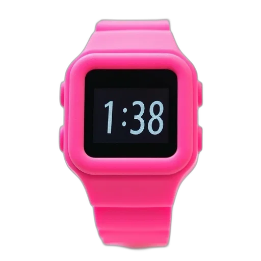 vaporwave, neon, pink, digital, wristwatch, black, display, showing transparent PNG cut-out