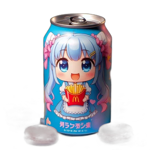 bottle, food, robot, dragon, anime, vaporwave, 3d render, photorealistic transparent PNG cut-out