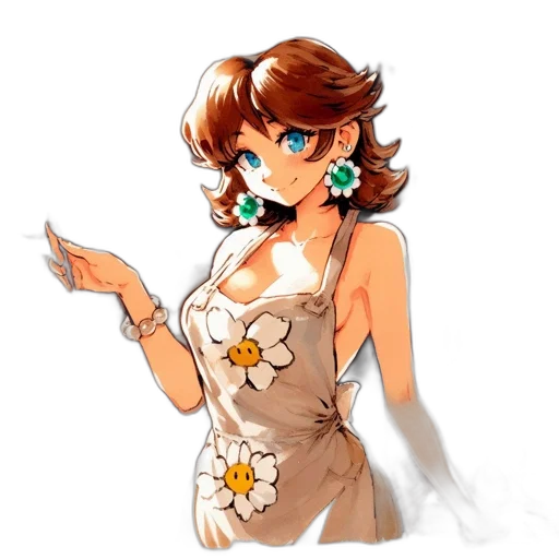dress, jewelry, staff, flower, pixel art, concept art, anime, cartoon transparent PNG cut-out