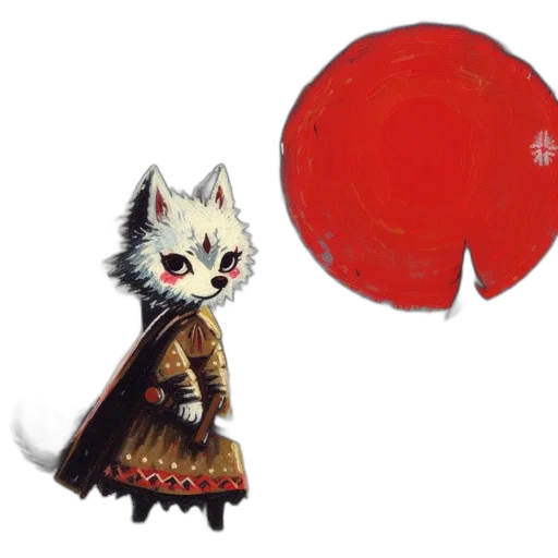 mask, staff, umbrella, animal, concept art, fantasy art, watercolor, anime transparent PNG cut-out