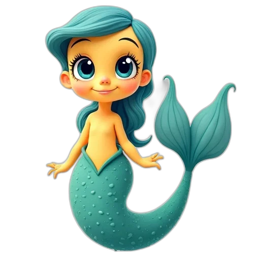 creature, 3d render, cartoon, concept art, fantasy art, underwater, stylized, mermaid transparent PNG cut-out