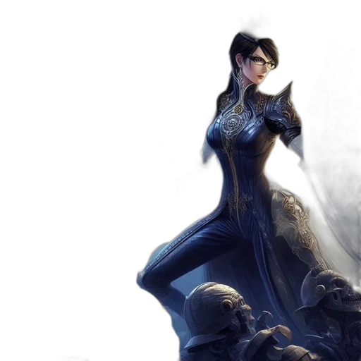 concept art, fantasy art, comic book art, blue, dark, grand, hall, female transparent PNG cut-out