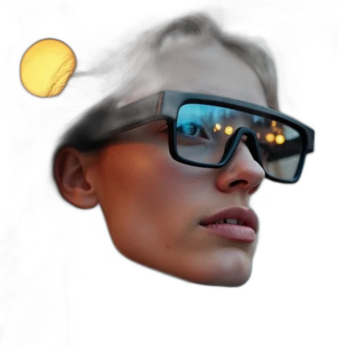 face, photorealistic, 3d render, concept art, cyberpunk, outer space, golden, google transparent PNG cut-out