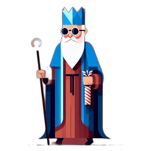staff, crown, pixel art, concept art, 3d render, fantasy art, wizard-like, figure transparent PNG cut-out