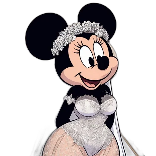 dress, cartoon, concept art, 3d render, comic book art, minnie, mouse, stands transparent PNG cut-out