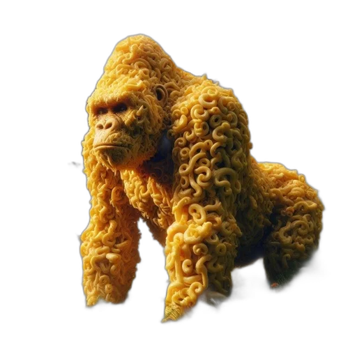 creature, animal, food, hair, 3d render, photorealistic, concept art, macaroni-like transparent PNG cut-out