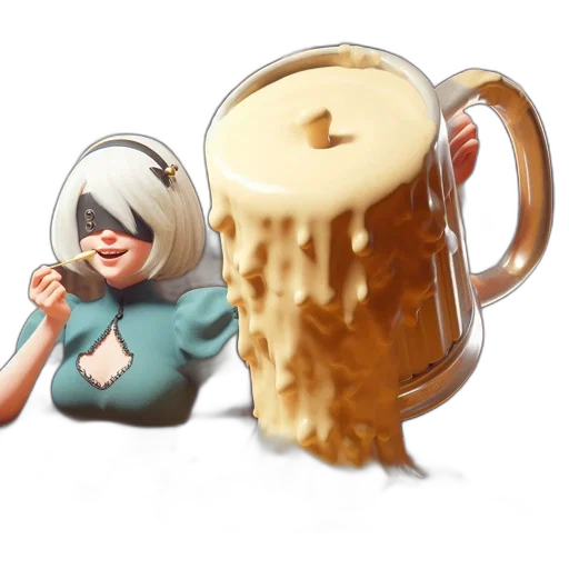 food, concept art, 3d render, pixel art, anime, female, character, blue transparent PNG cut-out