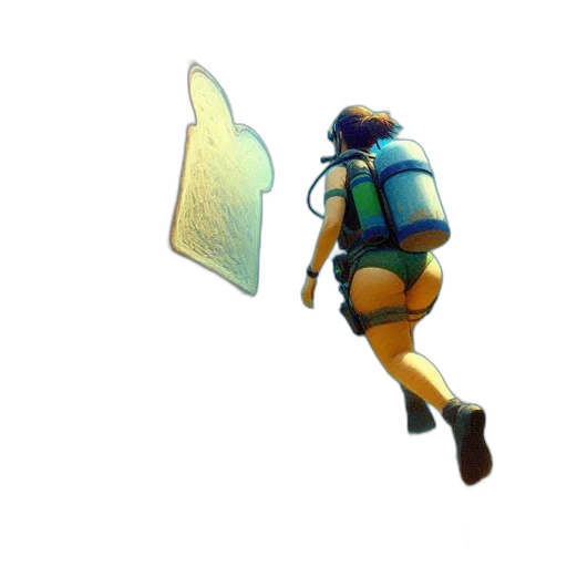 weapon, jacket, umbrella, staff, concept art, 3d render, pixel art, fantasy art transparent PNG cut-out