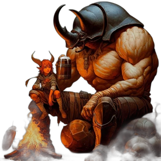 concept art, fantasy art, comic book art, two, mythical, creatures, share, conversation transparent PNG cut-out