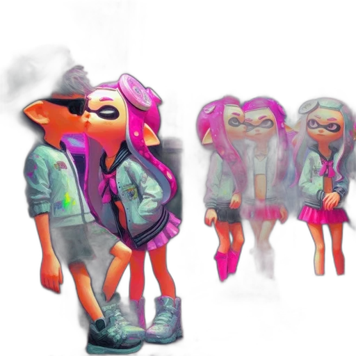 jacket, mask, dress, hat, concept art, vaporwave, 3d render, photorealistic transparent PNG cut-out