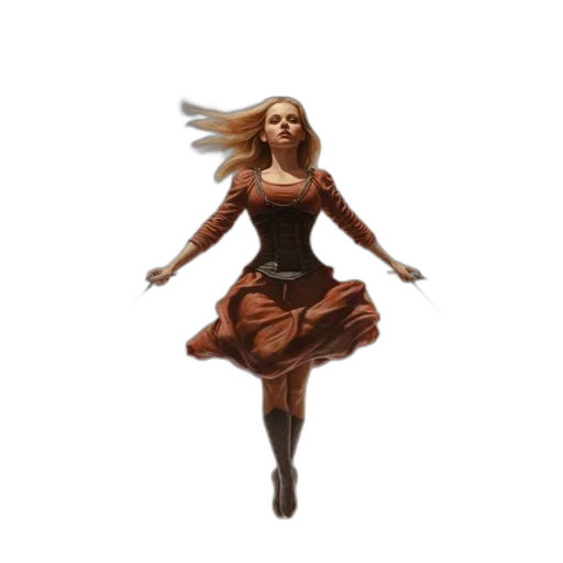dress, hair, staff, concept art, fantasy art, pixel art, comic book art, earth tones transparent PNG cut-out