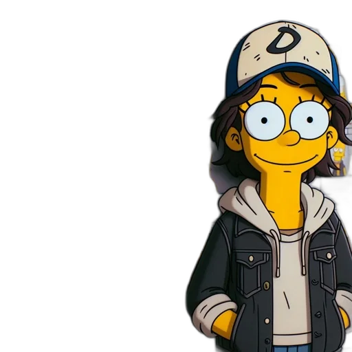 jacket, hat, cartoon, anime, pixel art, concept art, lisa, simpson transparent PNG cut-out
