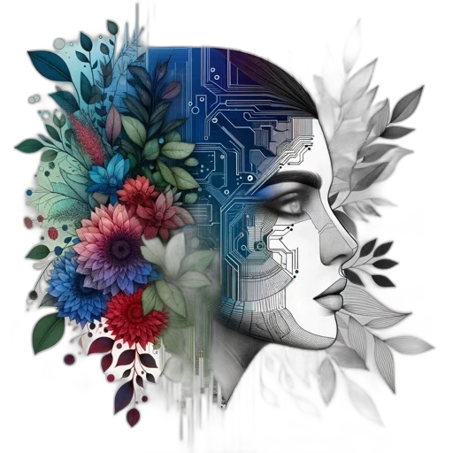 robot, mask, face, crown, cyberpunk, concept art, vaporwave, photorealistic transparent PNG cut-out