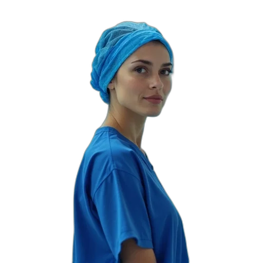 staff, dress, hat, umbrella, photorealistic, blue, woman, wearing transparent PNG cut-out