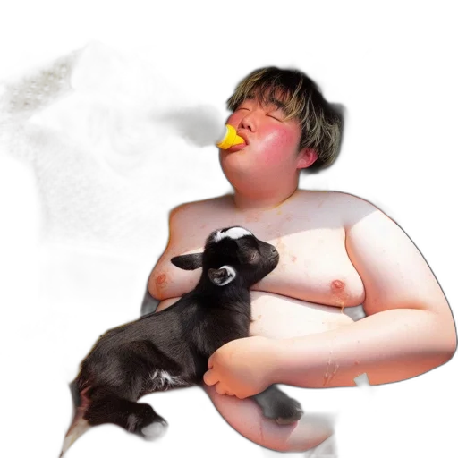 animal, food, photorealistic, concept art, 3d render, two, people, sit transparent PNG cut-out