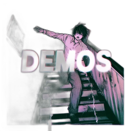 vaporwave, 3d render, concept art, watercolor, eerily, lit, stairwell, panicked transparent PNG cut-out