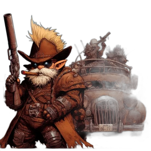 weapon, concept art, fantasy art, comic book art, watercolor, old, man, sunglasses transparent PNG cut-out
