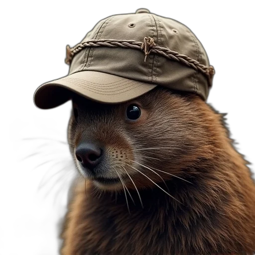 hat, animal, staff, creature, photorealistic, beaver, family, barbed transparent PNG cut-out