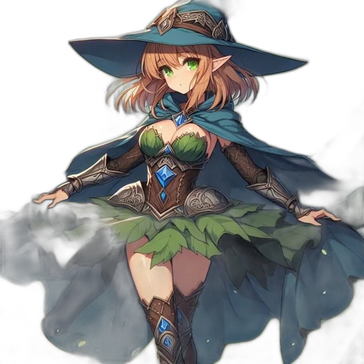 dress, hat, staff, weapon, fantasy art, concept art, anime, pixel art transparent PNG cut-out