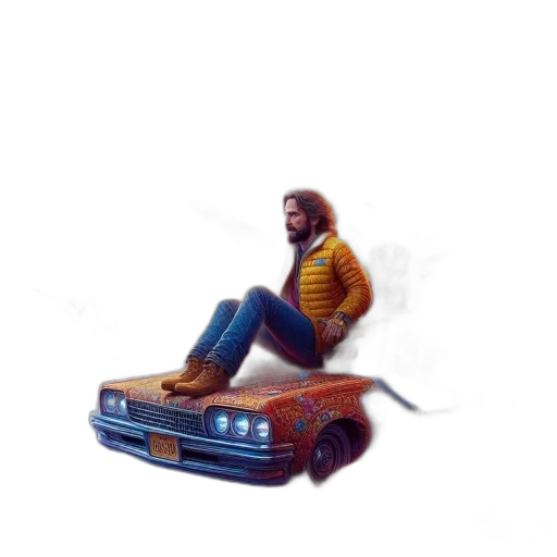 car, jacket, robot, hair, concept art, pixel art, photorealistic, 3d render transparent PNG cut-out