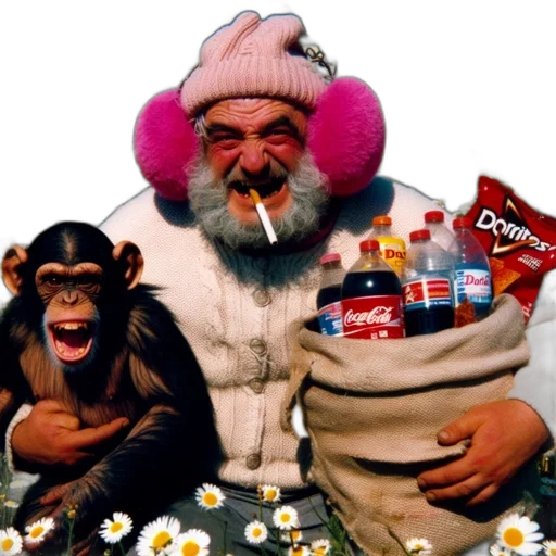 animal, food, mask, concept art, photorealistic, elderly, man, beard transparent PNG cut-out