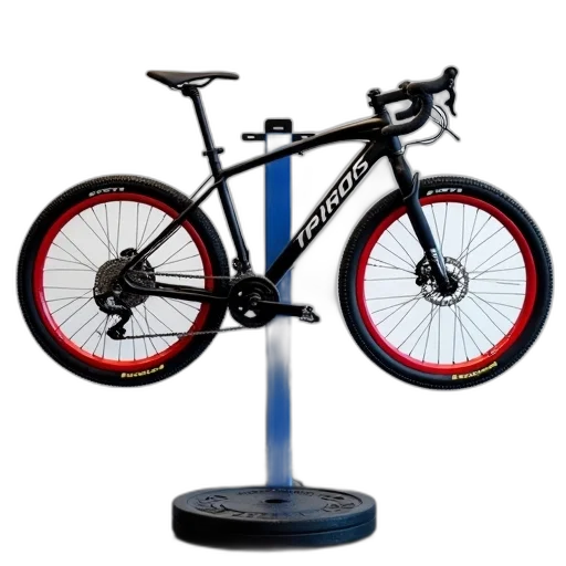 3d render, photorealistic, black, mountain, bike, red, tires, mounted transparent PNG cut-out
