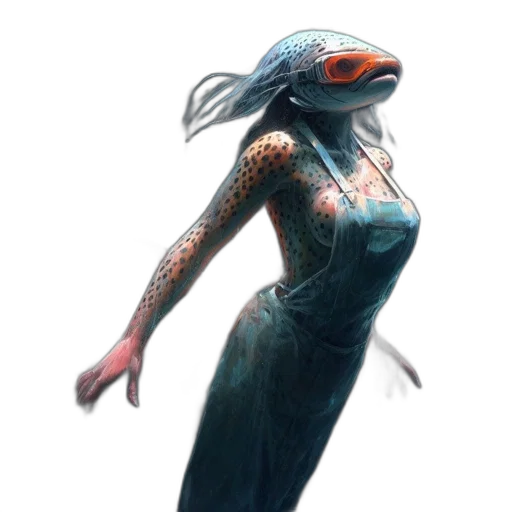 dress, creature, dragon, mask, concept art, fantasy art, 3d render, watercolor transparent PNG cut-out