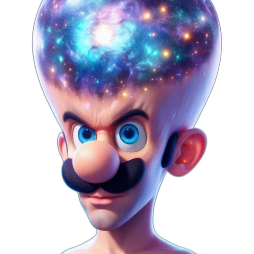 face, hair, creature, crown, concept art, 3d render, cartoon, fantasy art transparent PNG cut-out