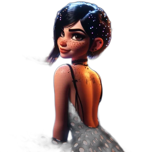 dress, concept art, 3d render, fantasy art, cartoon, snow, outer space, animated transparent PNG cut-out