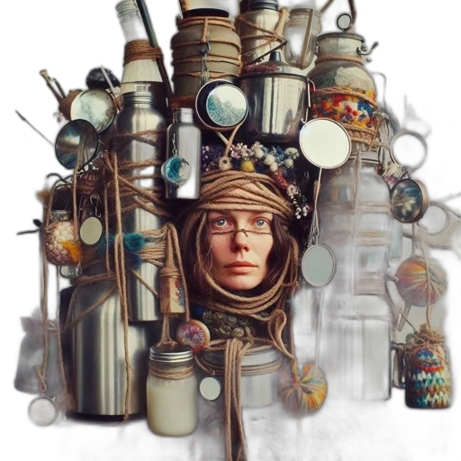 crown, face, bottle, robot, concept art, fantasy art, photorealistic, pixel art transparent PNG cut-out